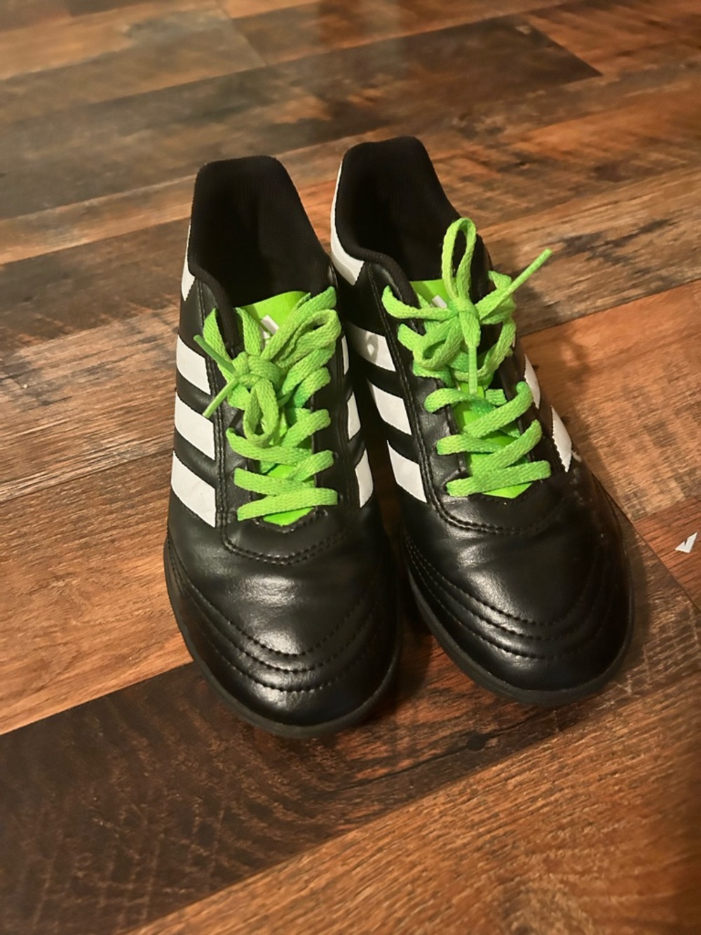 adidas Black and White Kids Sneakers with Neon Green Laces